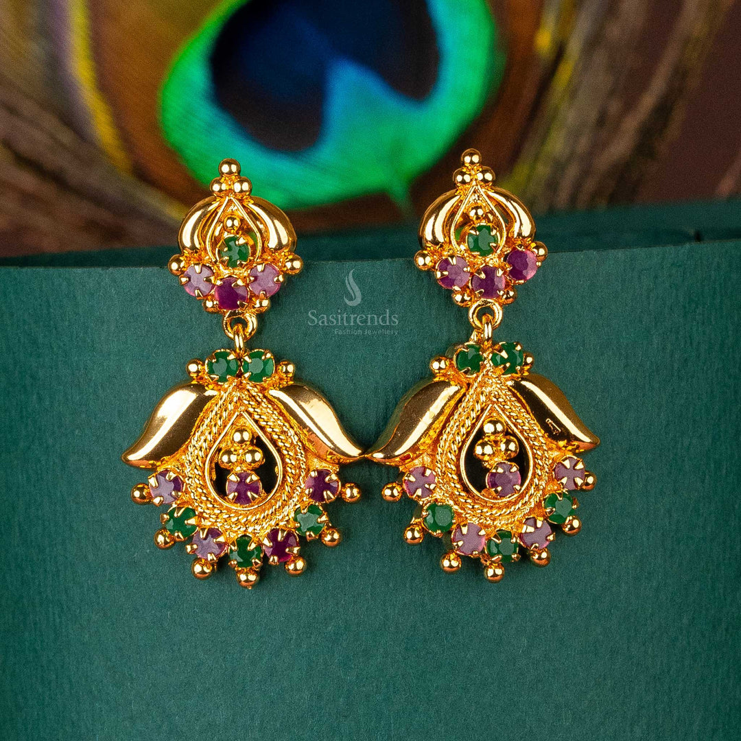 Traditional Elegant One Gram Micro Gold Plating Motif Earrings Sasitrends