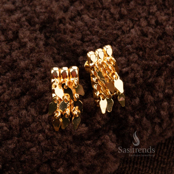 One Gram Gold Plated Layered Dangling Earrings for Temple & Saree Wear – Sasitrends