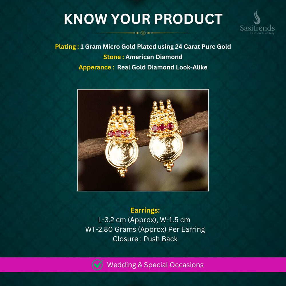 Micro Gold plated Earrings Measurement Image - Sasitrends