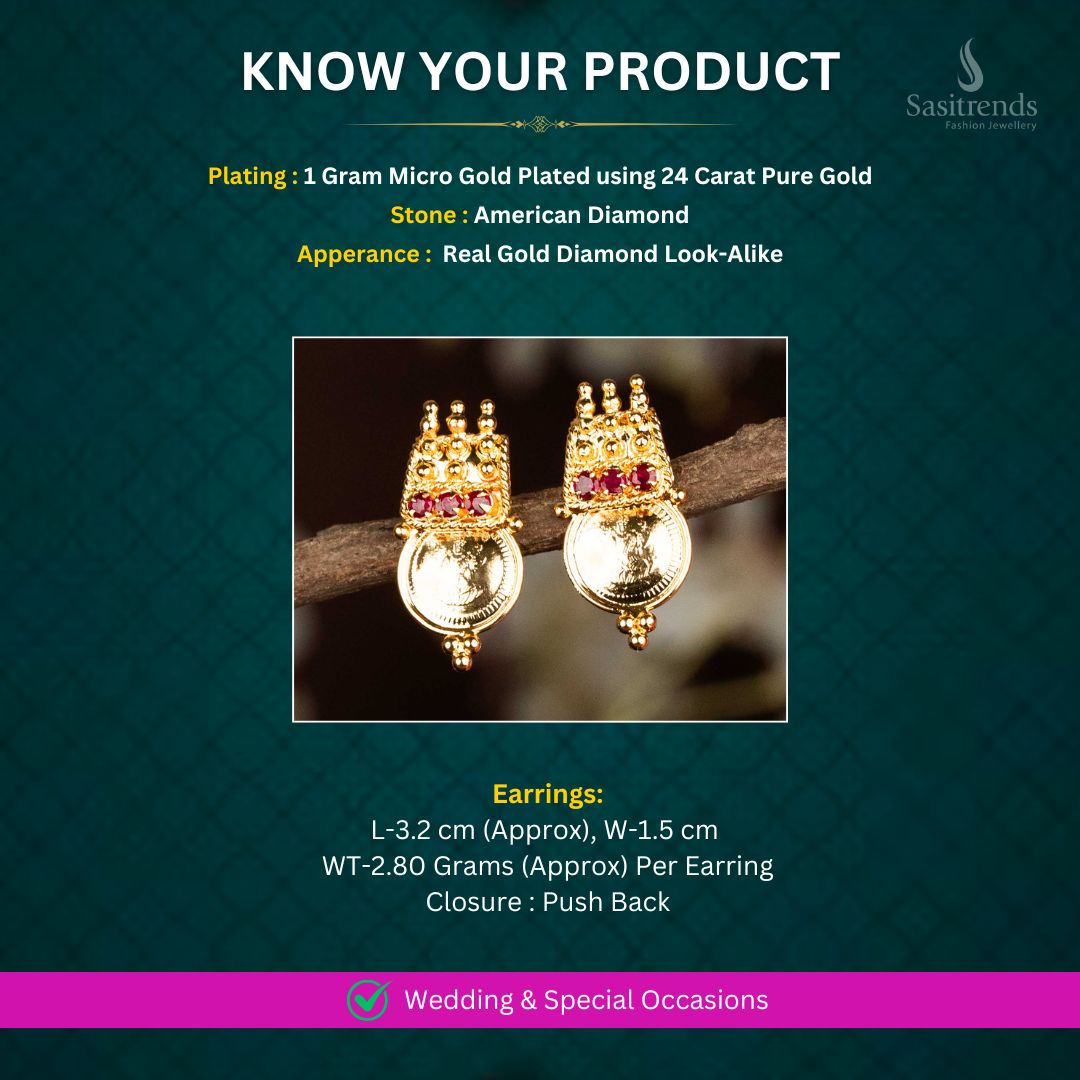 Micro Gold plated Earrings Measurement Image - Sasitrends