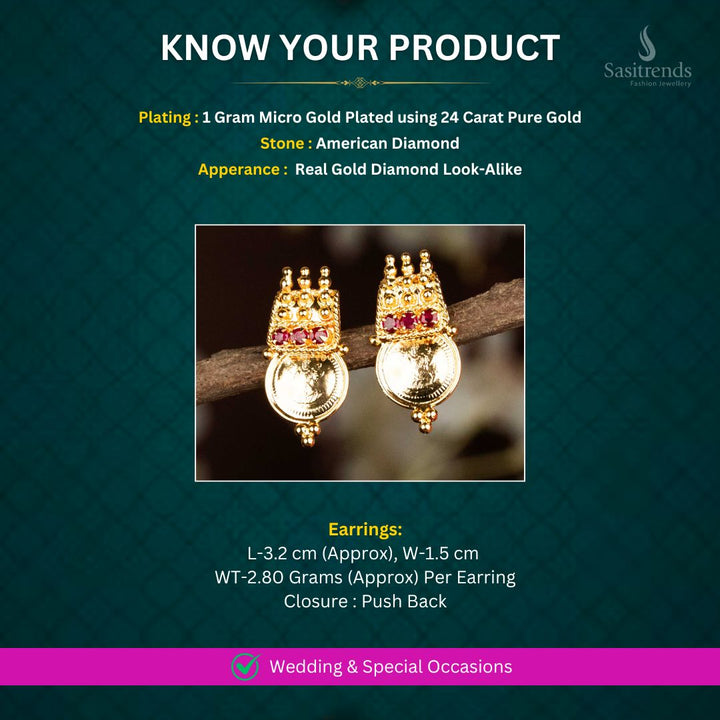 Micro Gold plated Earrings Measurement Image - Sasitrends