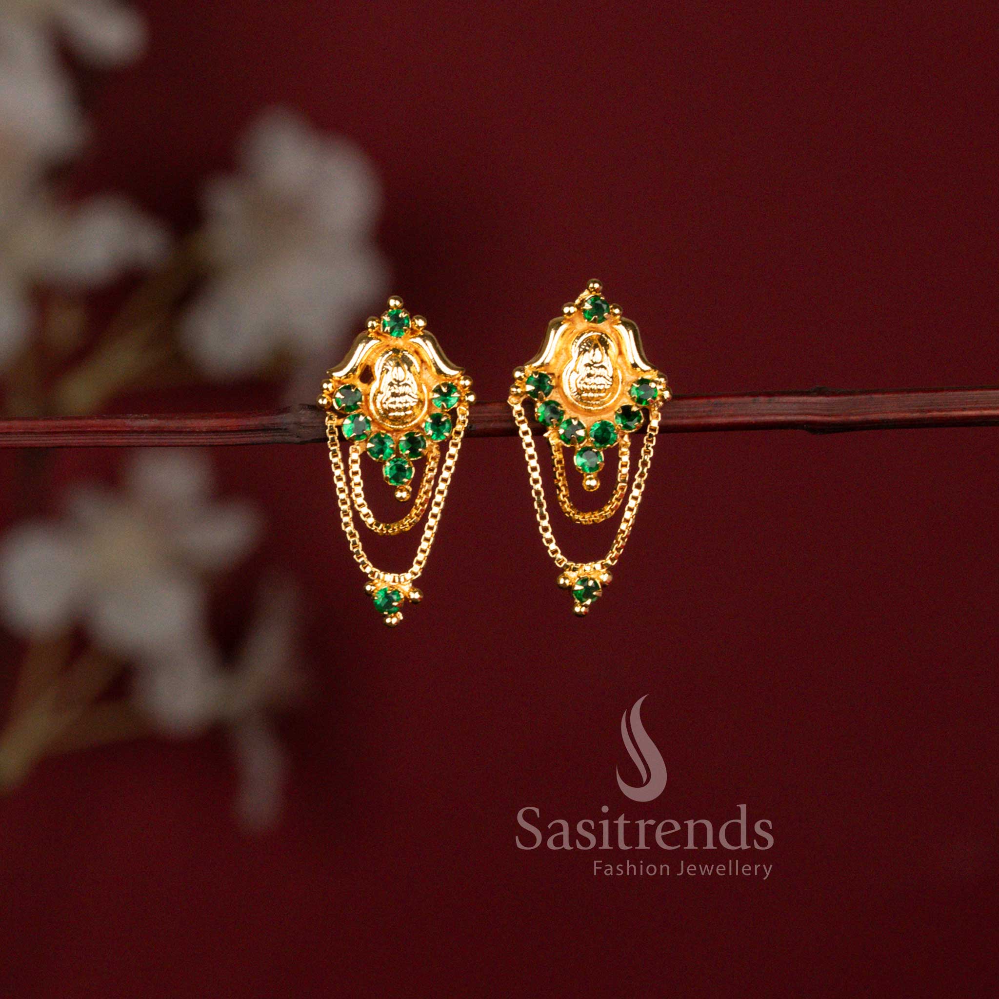 Traditional Micro Gold Plated Lakshmi Earrings for Festive and Wedding Wear - Sasitrends