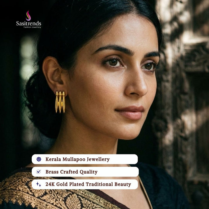 Guaranteed Micro gold plated kerala style mullapoo earrings model image - Sasitrends