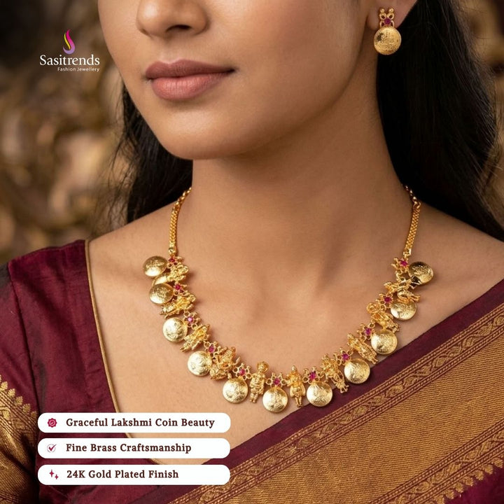 Micro gold plated necklace set model image - Sasitrends