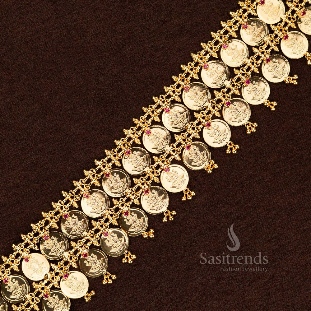 Guaranteed 24 Carat Gold Plated Lakshmi Coin Temple Jewellery Choker - Sasitrends