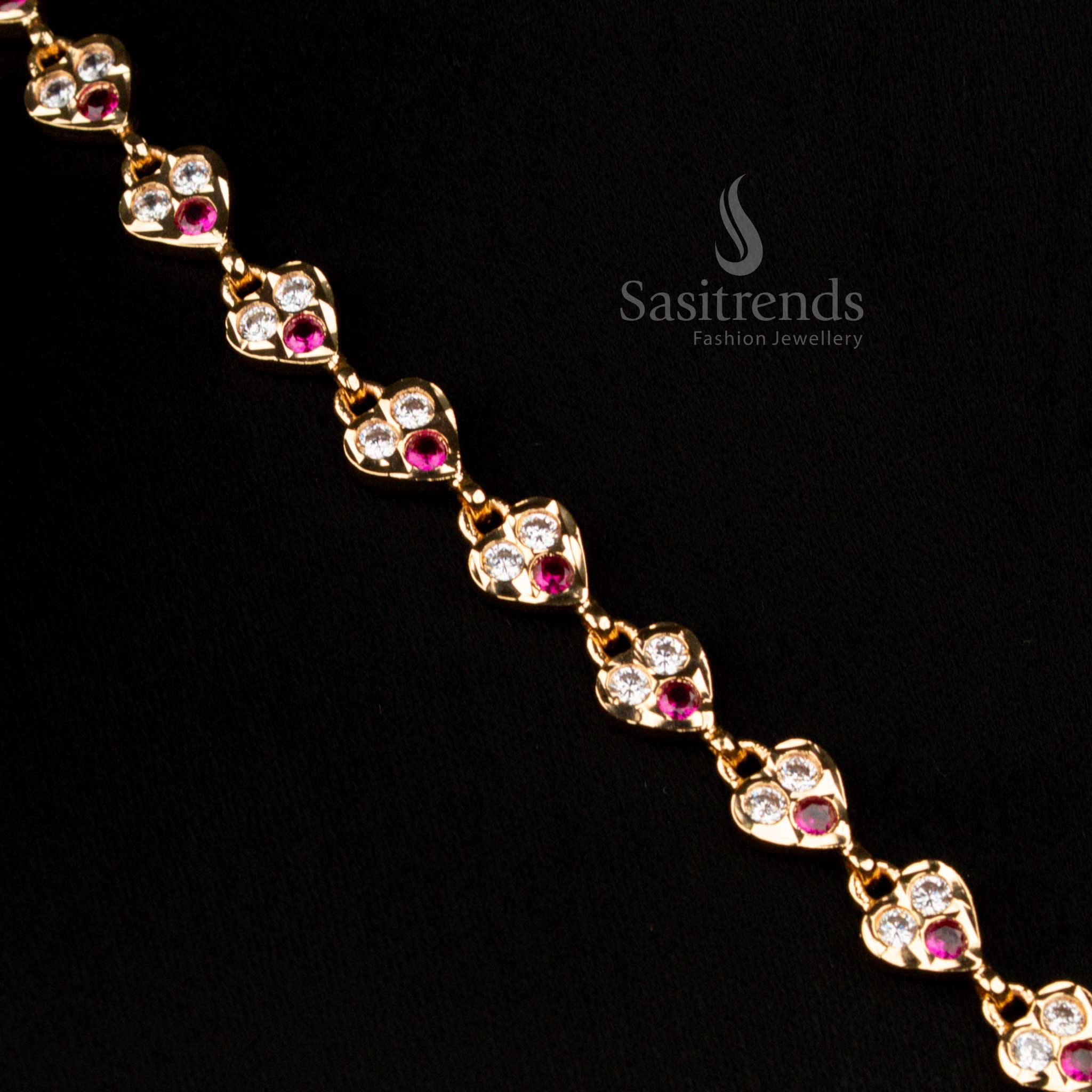 Guaranteed Impon Necklace with AD Stones and Golden Bead Pendant - Perfect Gift