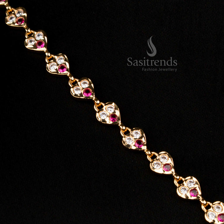 Guaranteed Impon Necklace with AD Stones and Golden Bead Pendant - Perfect Gift