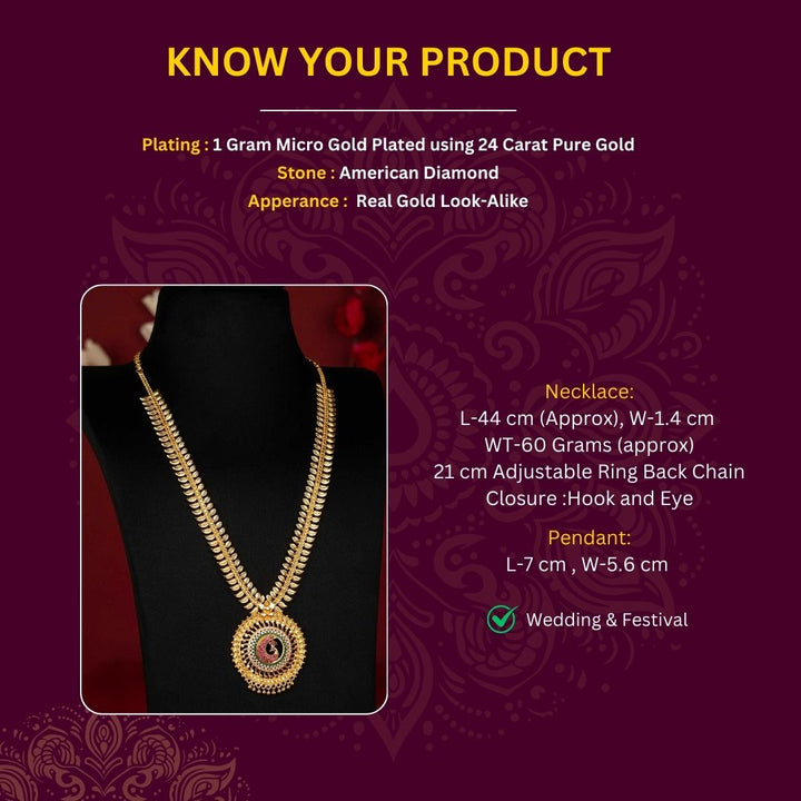 Micro Gold Plated Long Necklace Measurement Image - Sasitrends