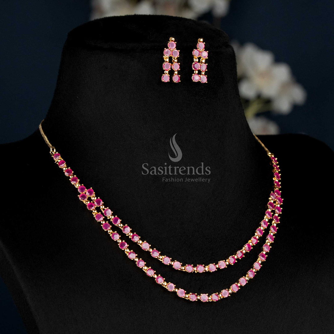 Layer AD Necklace Set – Gram 24K Gold Look Jewellery Sasitrends