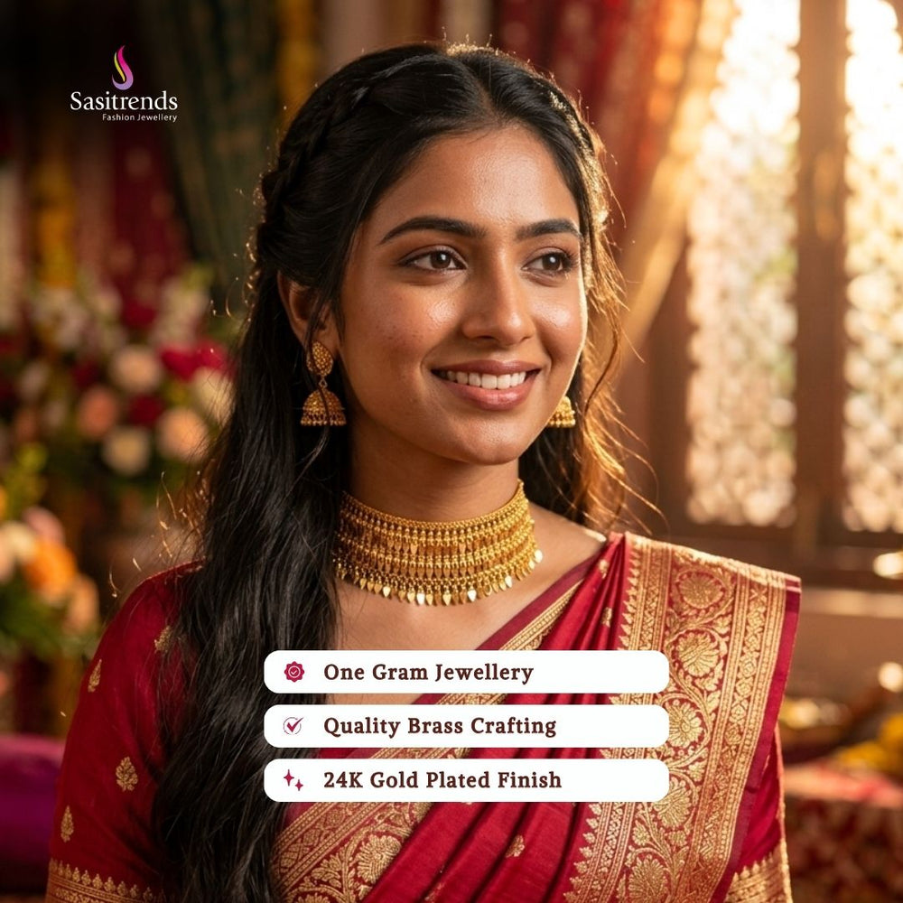 Guaranteed Micro gold plated elaka thali choker model image - Sasitrends