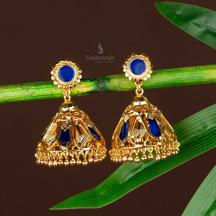 Exquisite Micro Gold Plated Kerala Palakka Style 5 Nagapadam Katta Jhumka Earrings - Sasitrends