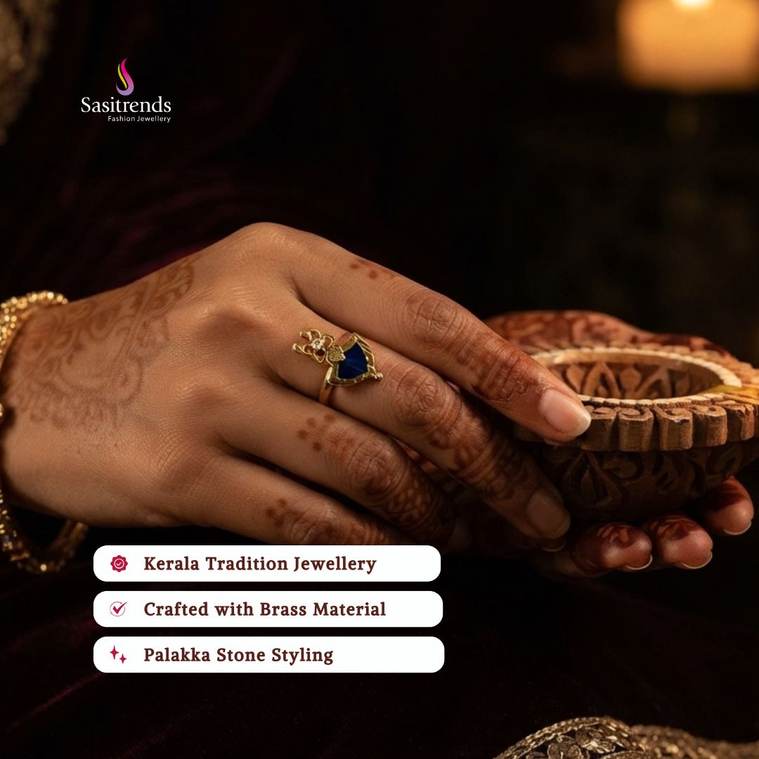 Guaranteed kerala style Micro gold plated AD stone palakka ring - Sasitrends