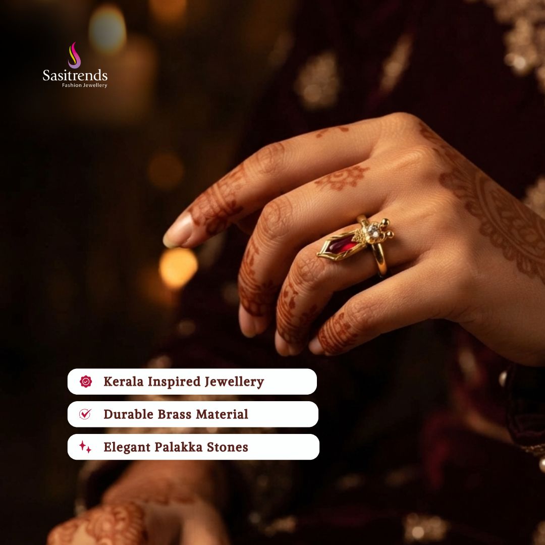 Guaranteed kerala style Micro gold plated AD stone palakka rings - Sasitrends