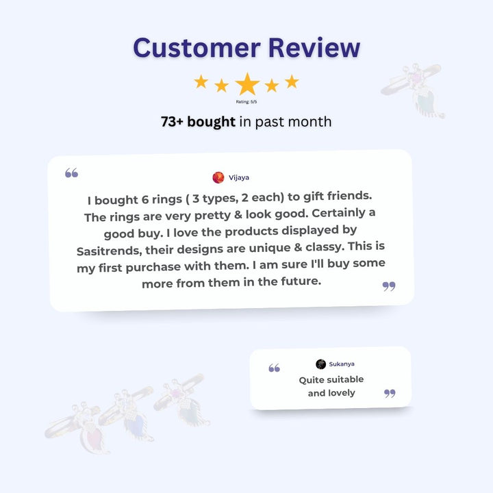 Customer review image featuring micro gold plated ring with premium craftsmanship, attractive shine, comfortable styling, and a rich gold appearance from Sasitrends.
