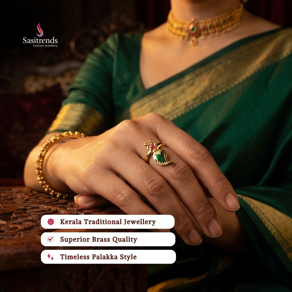 Guaranteed kerala style Micro gold plated AD stone palakka rings - Sasitrends