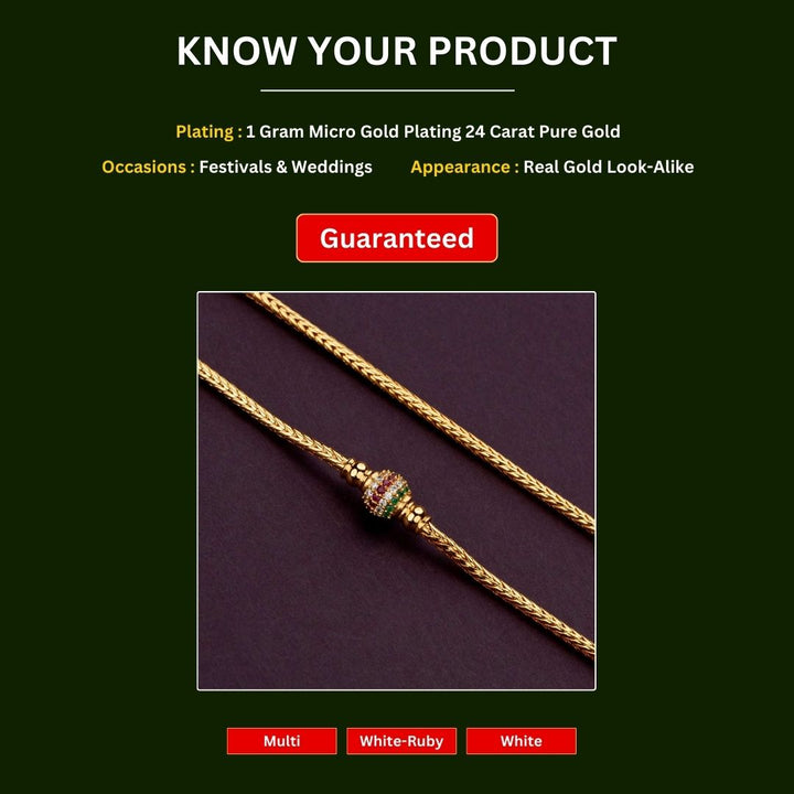 Micro gold plated Mugappu Chain Measurement Image -Sasitrends






