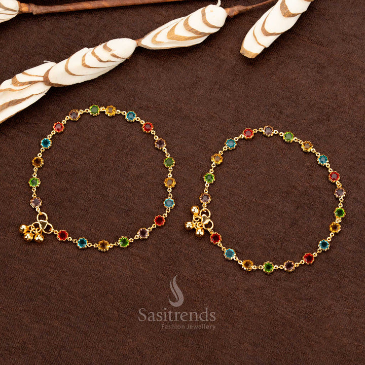 Guaranteed One gram micro gold-plated anklet with premium brass, perfect for festivals and weddings - Sasitrends