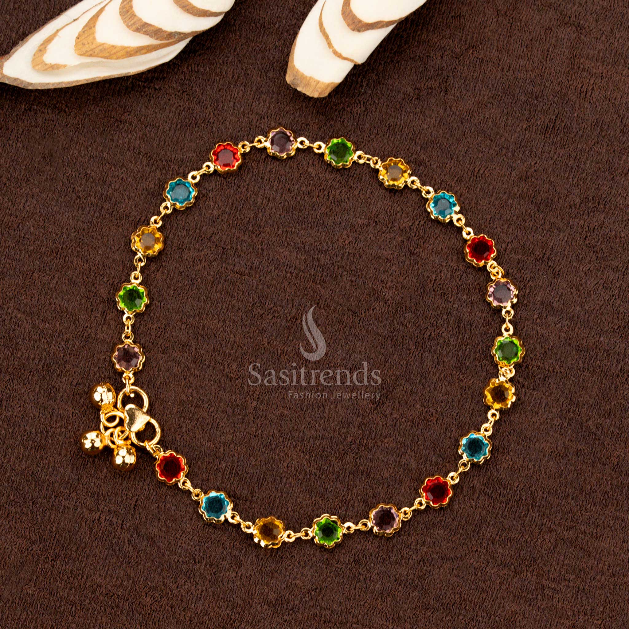 Guaranteed One gram micro gold-plated anklet with premium brass, perfect for festivals and weddings - Sasitrends