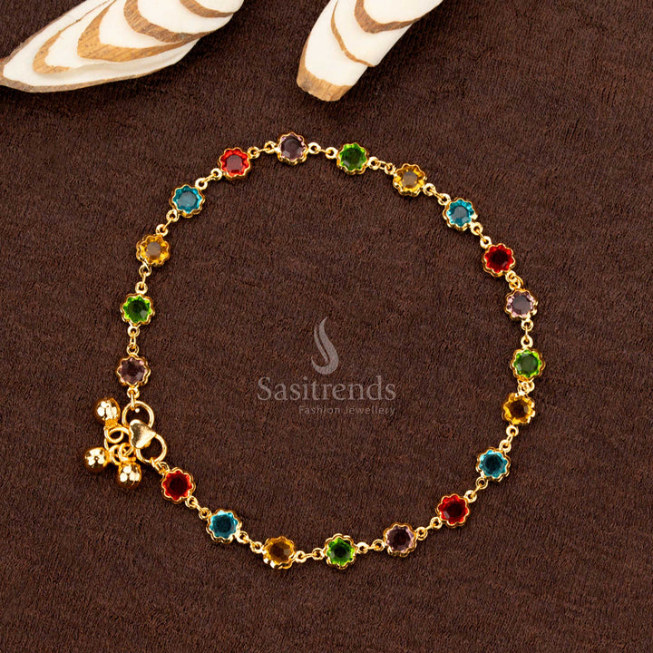 Guaranteed One gram micro gold-plated anklet with premium brass, perfect for festivals and weddings - Sasitrends