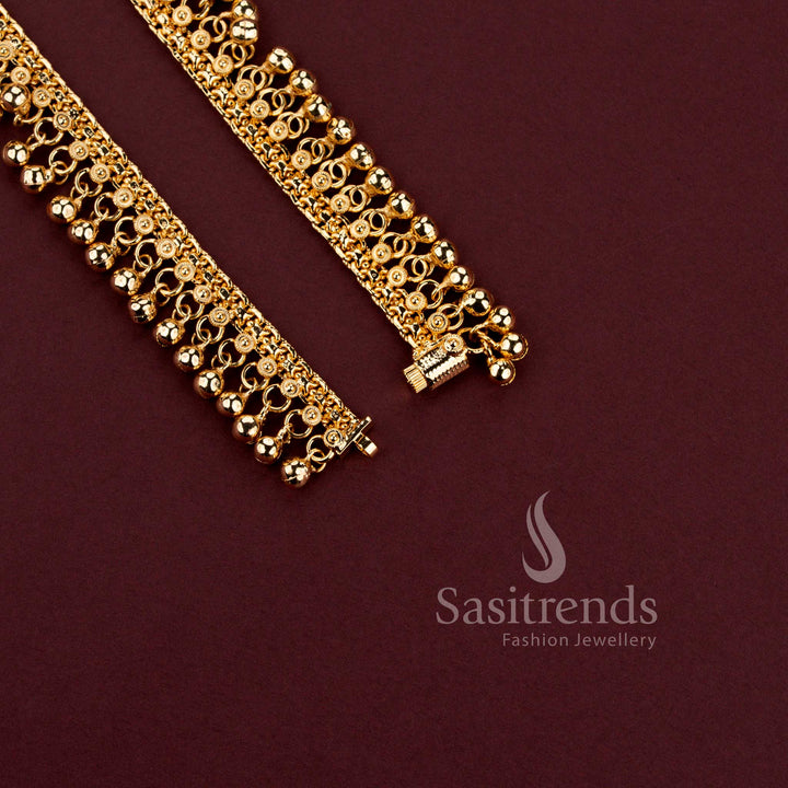 Elegant Royal Ghungroo anklets crafted with detailed traditional patterns and premium jewellery artistry for women - Sasitrends.