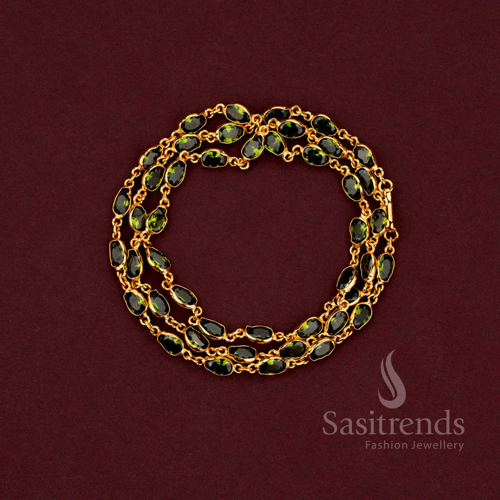 Stunning oval designer Green chain with vibrant stones for any occasion sasitrends