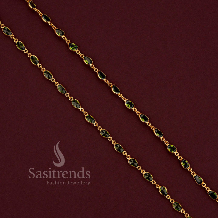 Stunning oval designer green chain with vibrant stones for any occasion sasitrends