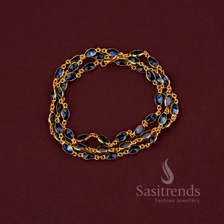 Stunning oval designer blue chain with vibrant stones for any occasion sasitrends