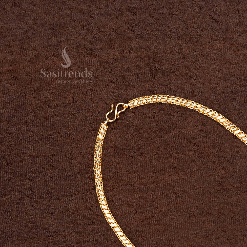 Handmade Micro Gold Plated 24K S-Cut Shape Chain – Durable Daily Wear Traditional Jewellery for Men and Women with a Rich Gold Shine - Sasitrends