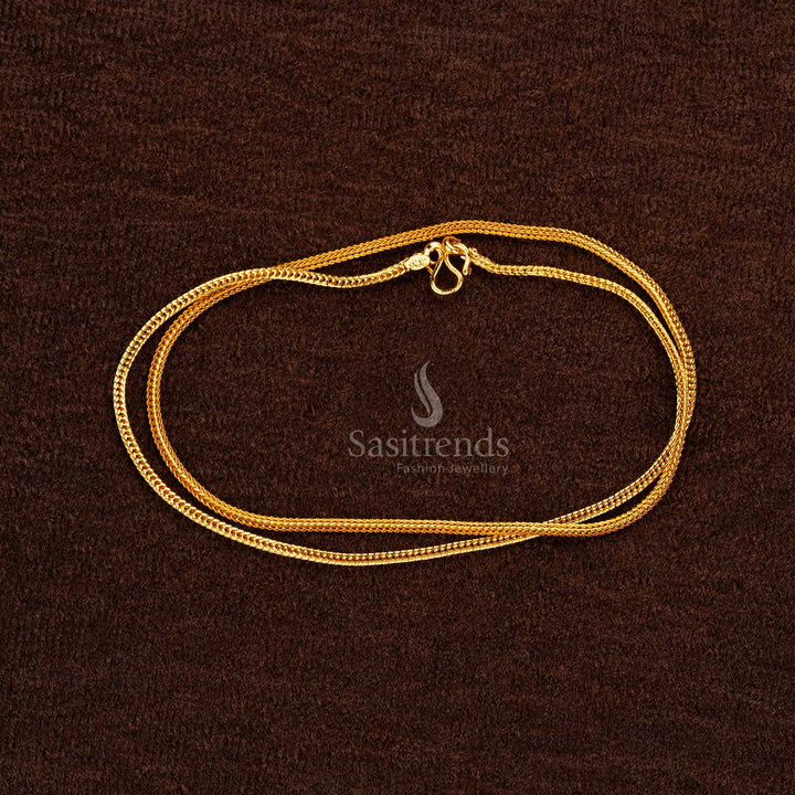 Lightweight 1 gram thin flexible chain, 18 inches, gold plated with 24-carat finish for a subtle traditional look - Sasitrends