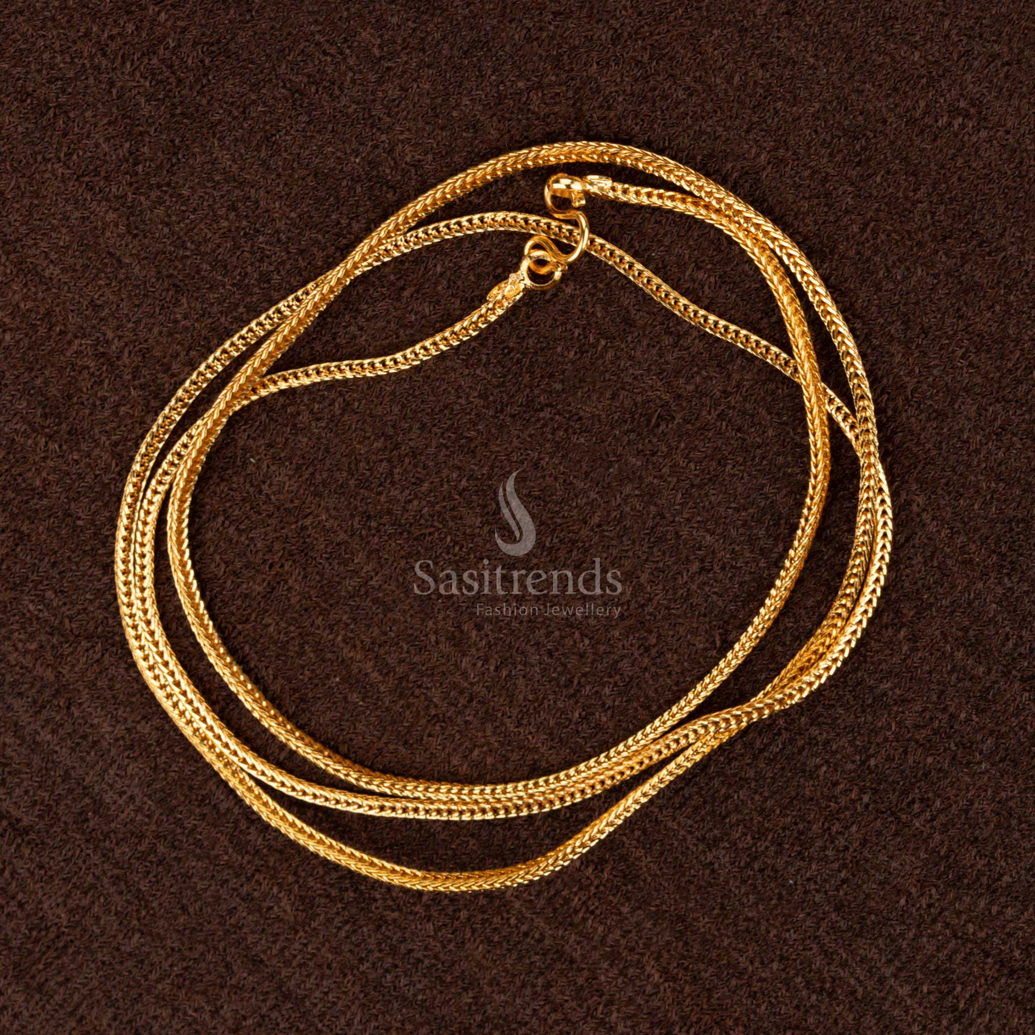Delicate one gram thin micro gold plated chain, 24 inches, crafted for festive and casual traditional wear - Sasitrends