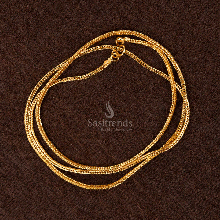Delicate one gram thin micro gold plated chain, 24 inches, crafted for festive and casual traditional wear - Sasitrends