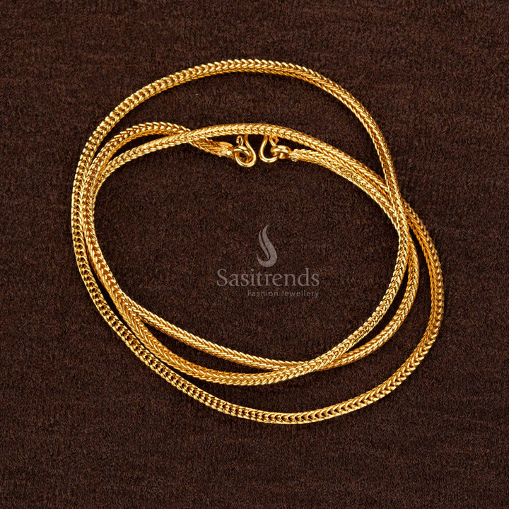 Elegant medium one gram flexible chain, 24 inches, gold plated with 24-carat finish for weddings and festive occasions - Sasitrends