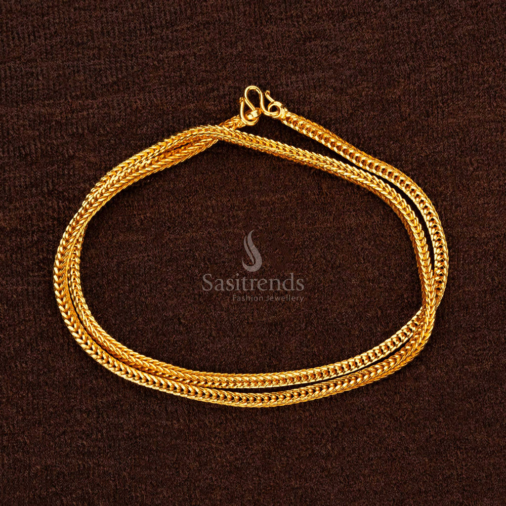 Bold and luxurious thick 1 gram gold plated chain, 18 inches, ideal for enhancing bridal and wedding outfits - Sasitrends