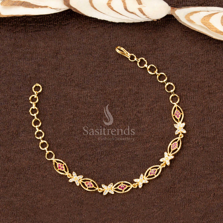 Traditional micro gold-plated bracelet showcasing intricate geometric patterns, ideal for festive occasions and ethnic wear - Sasitrends