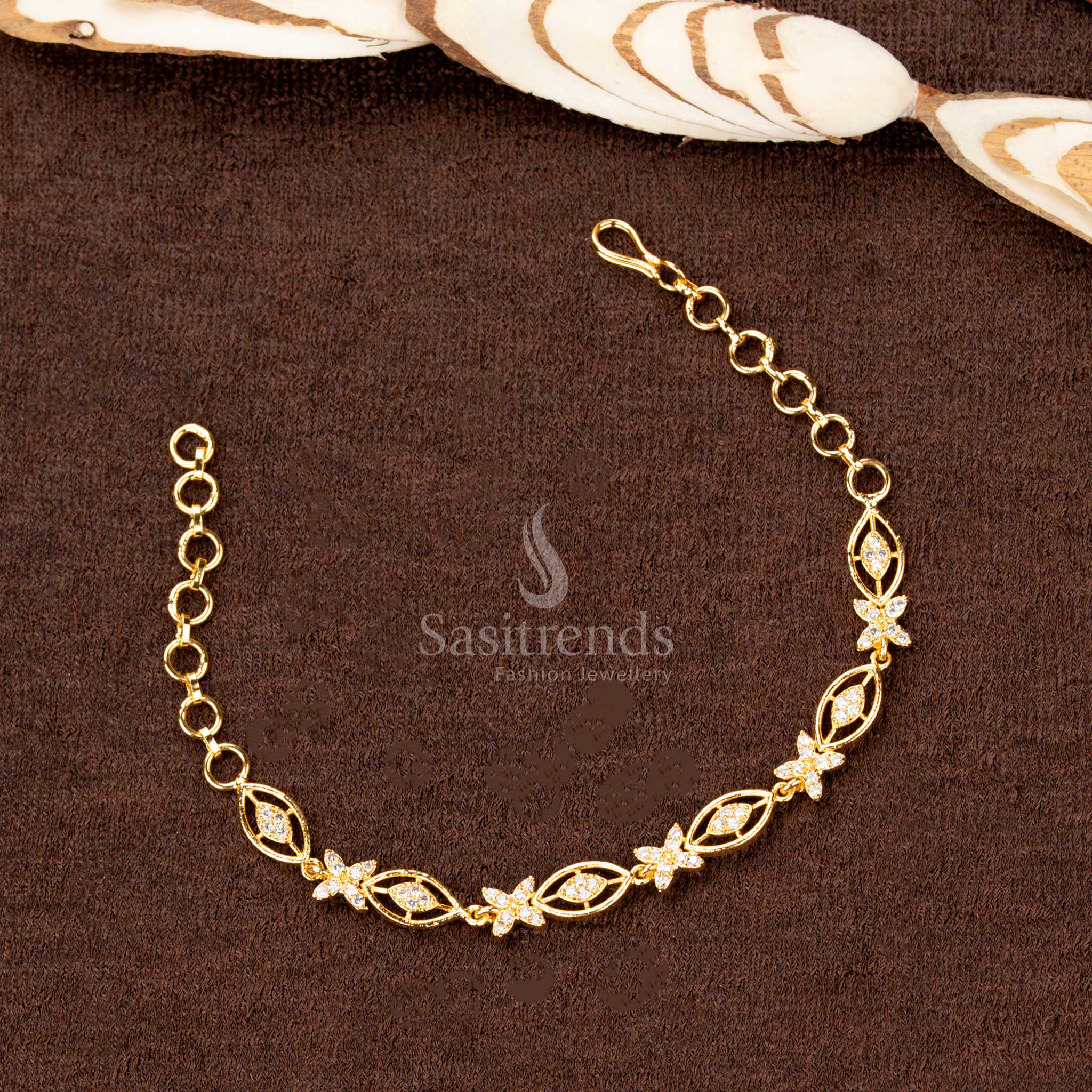 Traditional micro gold-plated bracelet showcasing intricate geometric patterns, ideal for festive occasions and ethnic wear - Sasitrends
