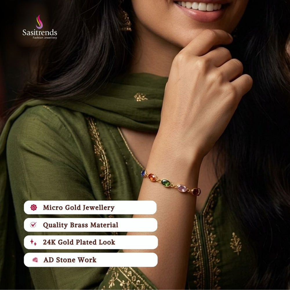 Guaranteed Micro gold plated AD stone bracelet model image - Sasitrends