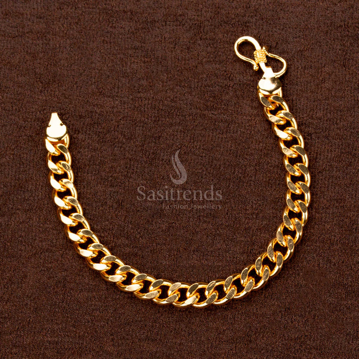 Antique-finish one-gram micro gold plated men's bracelet with an exclusive vintage-inspired design - Sasitrends