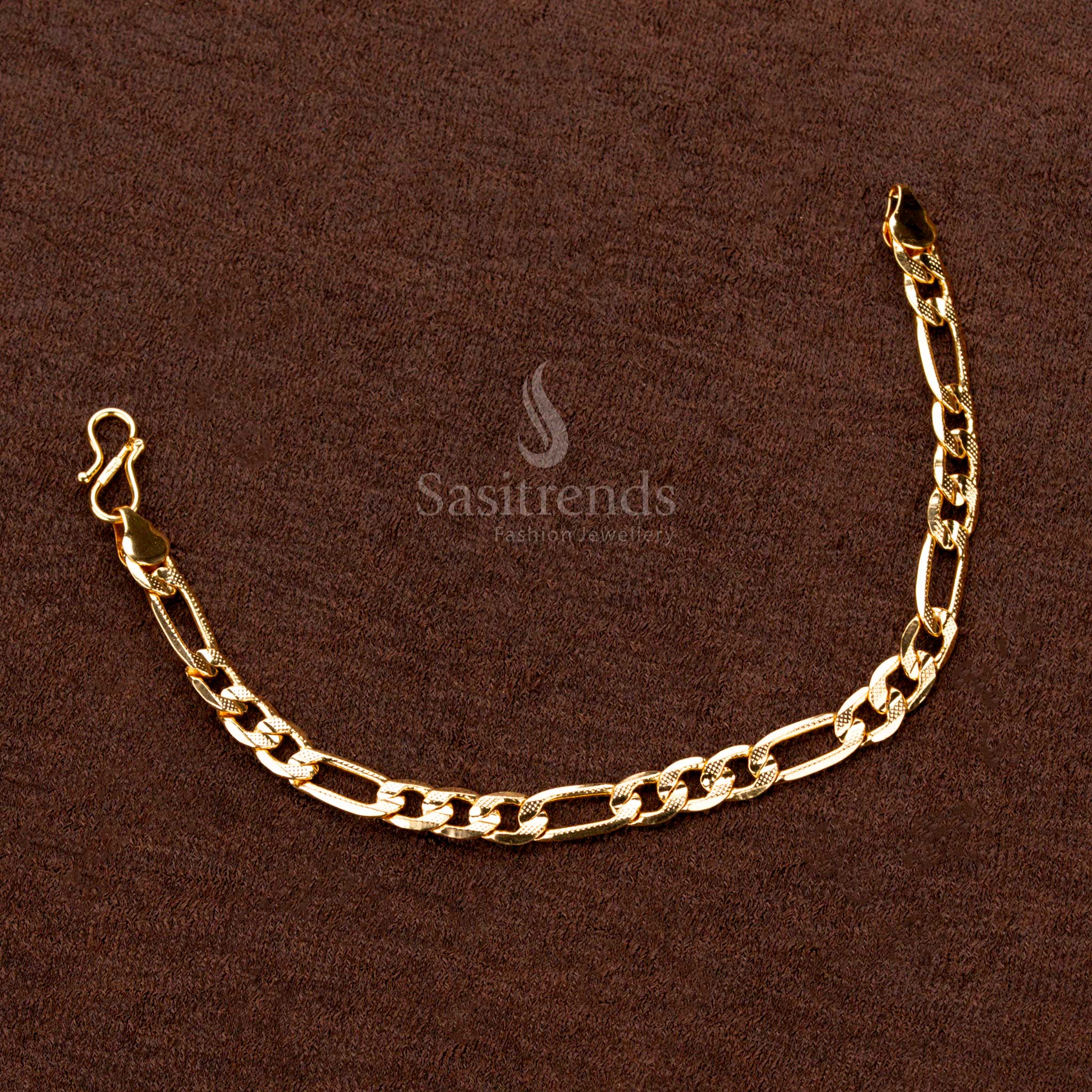 Exclusive premium one-gram micro gold plated men's bracelet with a detailed design and an exquisite finish - Sasitrends