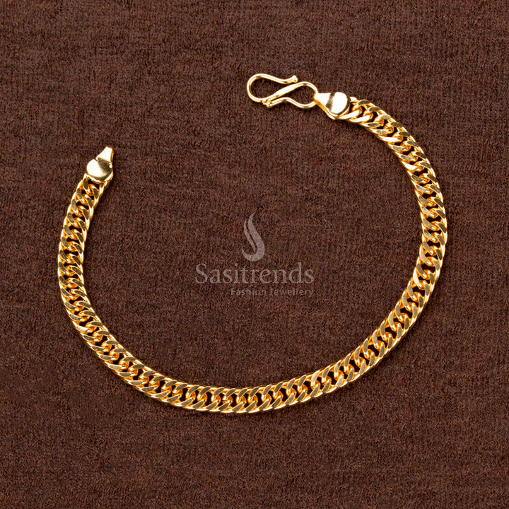 Stylish one-gram micro gold plated men's bracelet with a bold modern luxury design, ideal for a statement look - Sasitrends