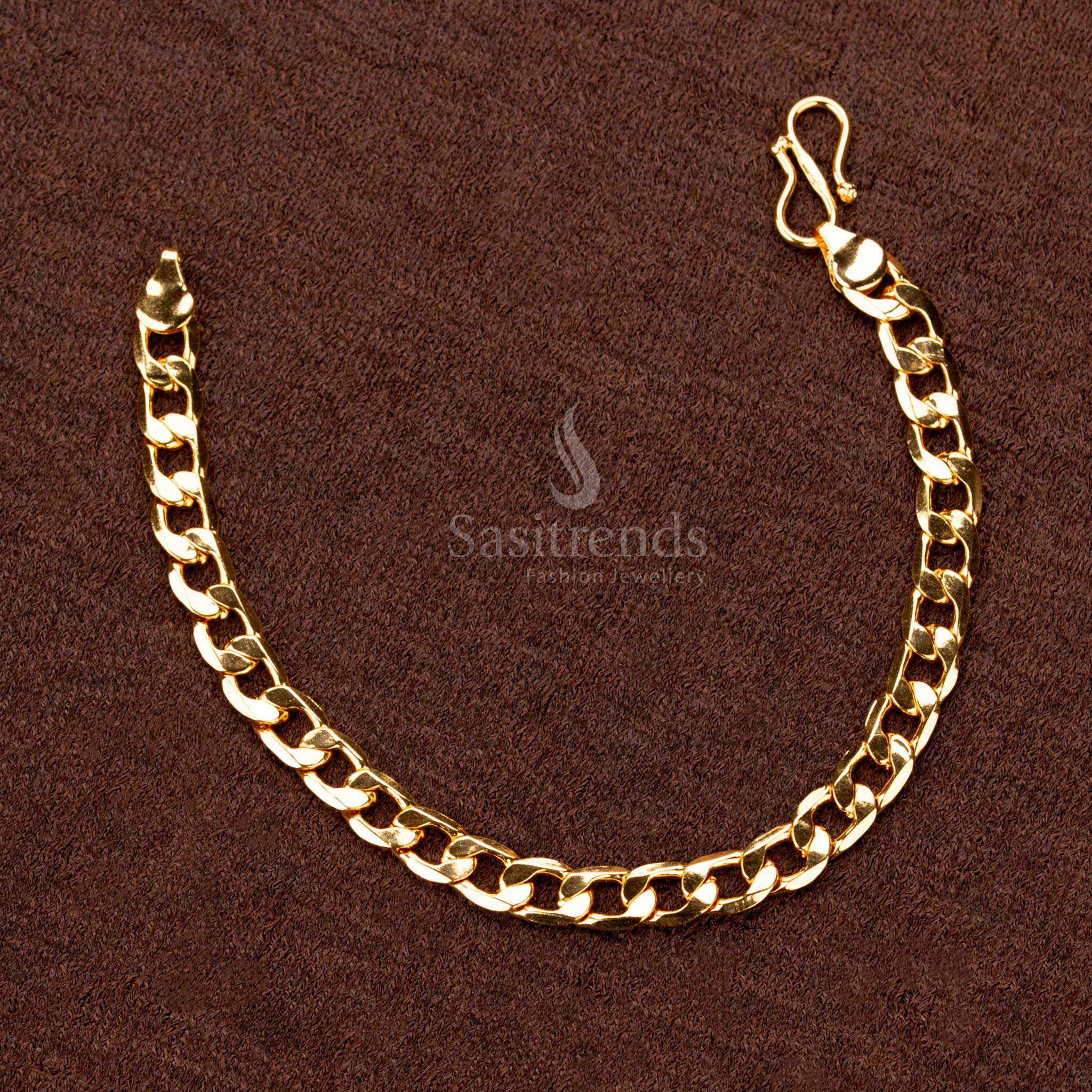 Supreme quality one-gram micro gold plated men's bracelet with a unique chain pattern and exquisite shine - Sasitrends