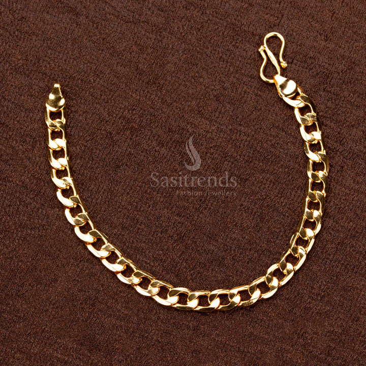 Supreme quality one-gram micro gold plated men's bracelet with a unique chain pattern and exquisite shine - Sasitrends