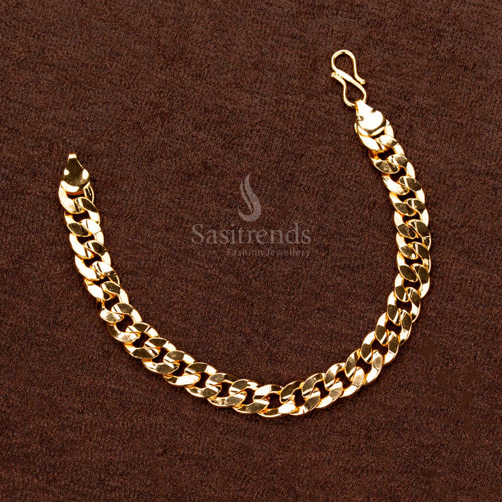 Bold and heavy men's bracelet featuring premium one-gram micro gold plating, crafted for a strong and stylish appearance - Sasitrends