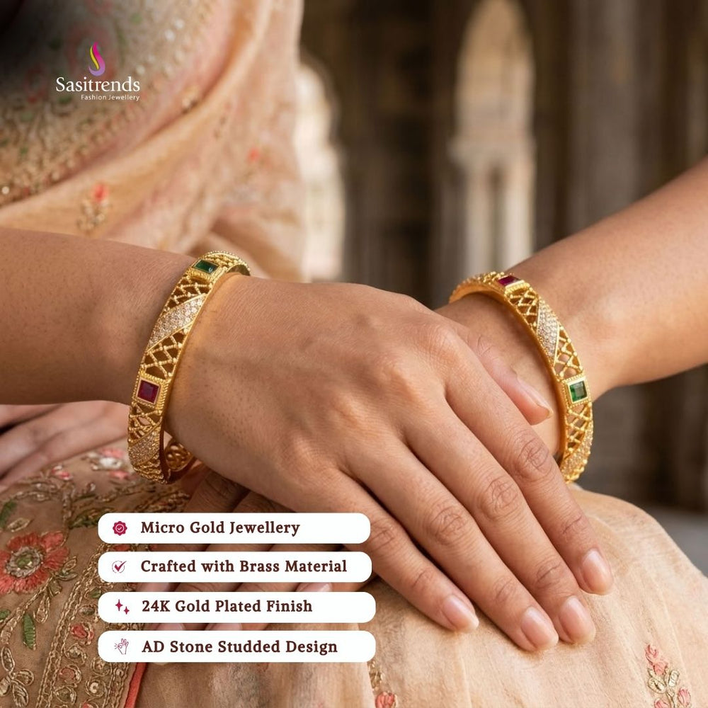 Guaranteed 24k micro gold plated american diamond bangles - Sasitrends