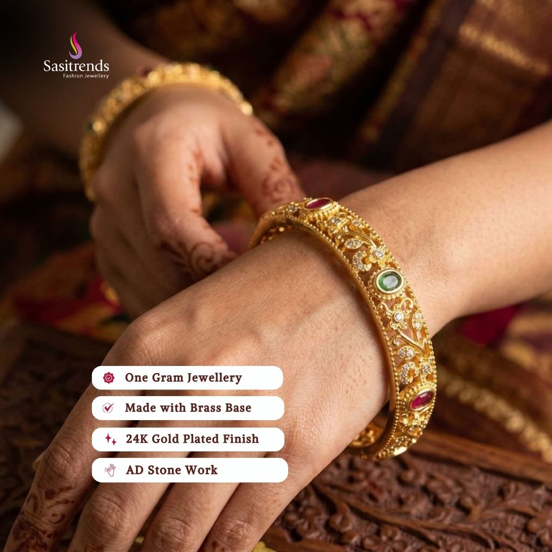 Guaranteed 24k micro gold plated american diamond bangles - Sasitrends