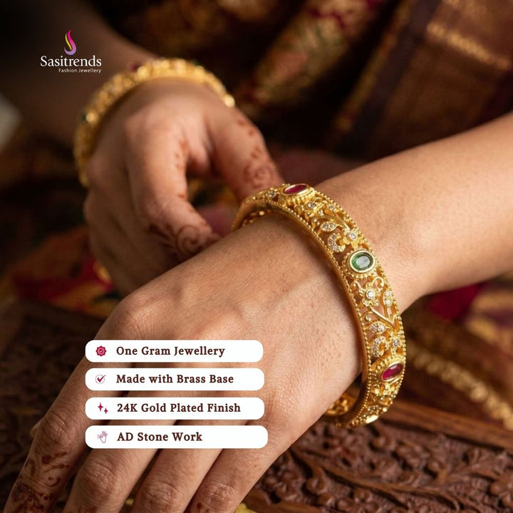 Guaranteed 24k micro gold plated american diamond bangles - Sasitrends