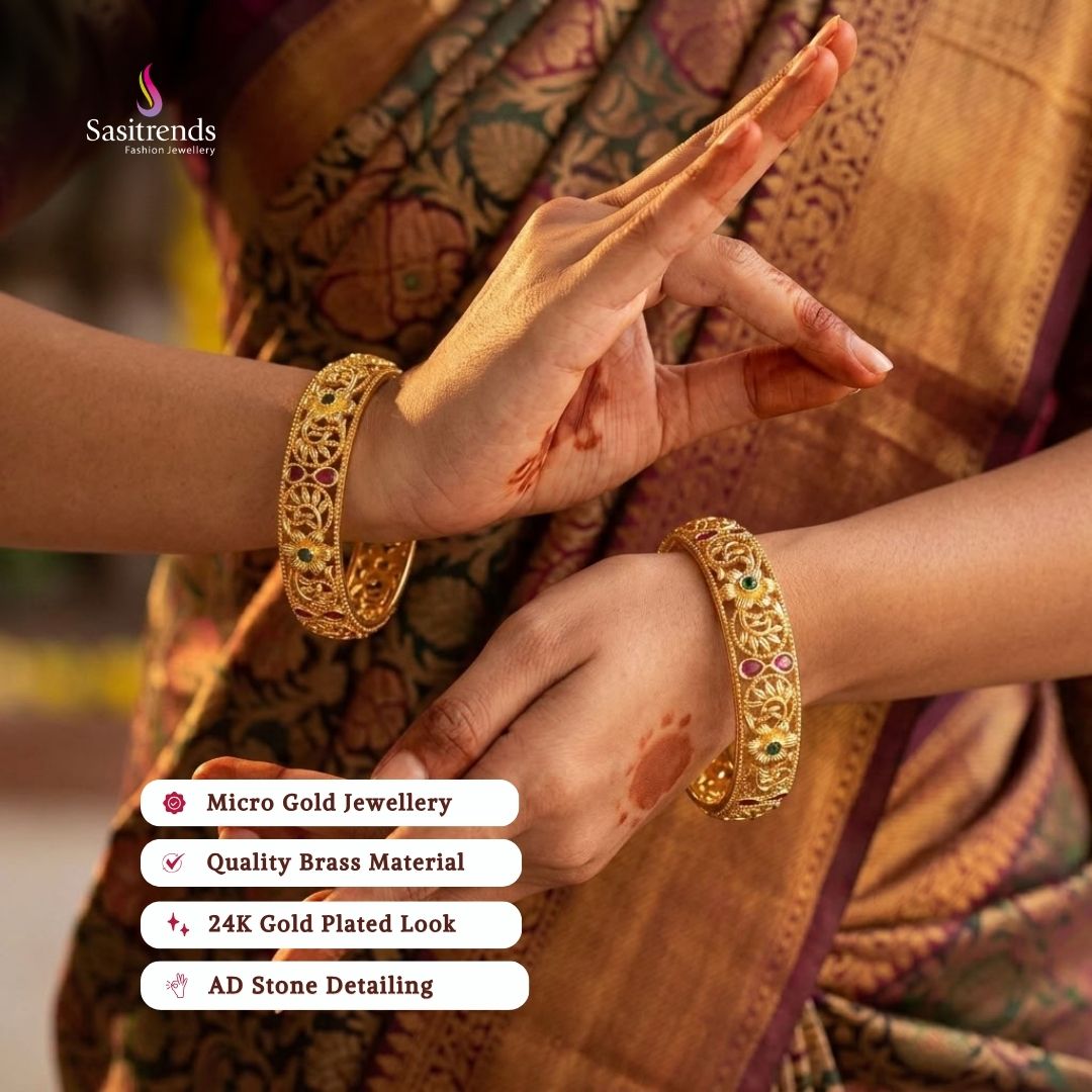 Guaranteed 24k micro gold plated american diamond bangles - Sasitrends