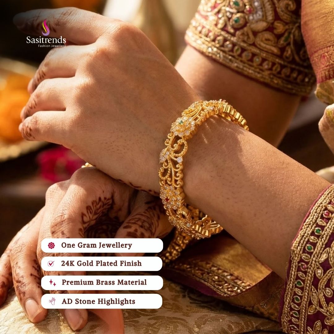 Guaranteed 24k micro gold plated american diamond bangles - Sasitrends