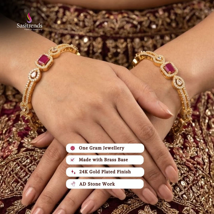 Guaranteed 24k micro gold plated american diamond bangles - Sasitrends