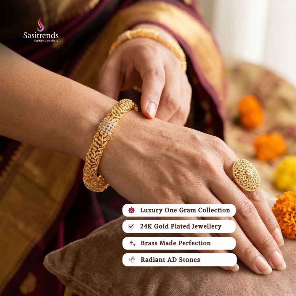 Guaranteed 24k micro gold plated american diamond bangles - Sasitrends