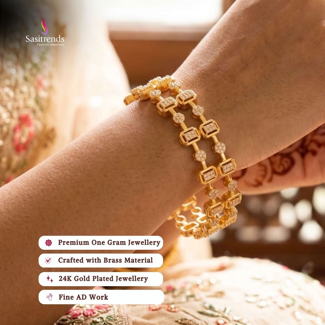 Guaranteed 24k micro gold plated american diamond bangles - Sasitrends